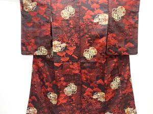 大正ロマン　貝桶に鼓模様織り出しお召着物